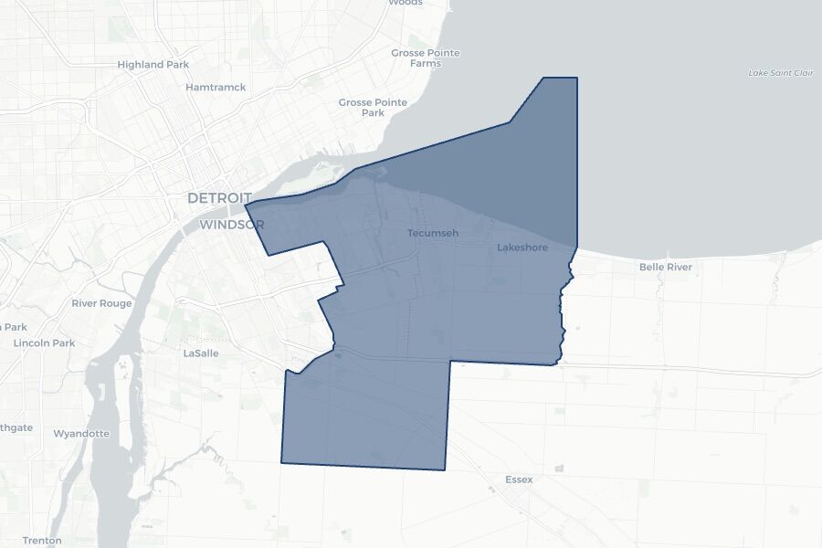 Windsor—Tecumseh—Lakeshore 2025 federal election riding boundaries map